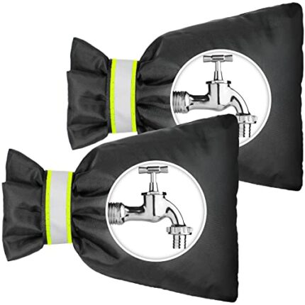 AUGOLA Outside Tap Cover for Winter, 2Pcs Tap Cosy Cover Thickened Outdoor Tap Cover Jacket Insulated Protector from Freezing Waterproof - Black