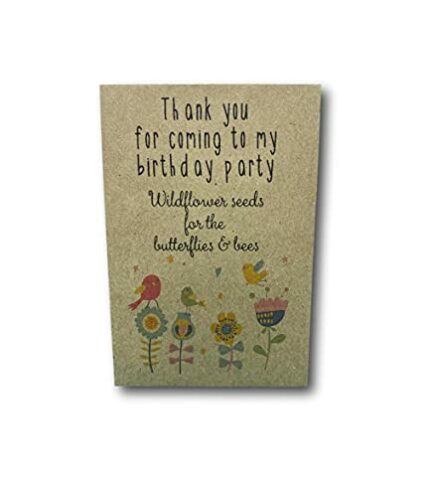 Waystosaythankyou Birthday Wildflower Seed Packets x 10 - Eco Friendly Plastic Free Party Bag Fillers - Prime UNPERSONALISED Quick Dispatch, Brow