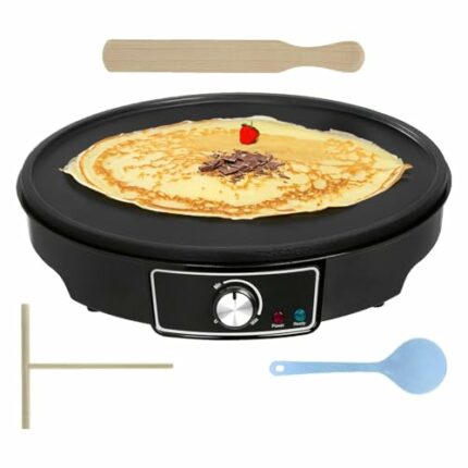 Ovation Crepe and Pancake Maker | 30cm (12 Inch) Non-Stick Electric Hotplate for Pancakes, Includes Crepe Making Tools, 1000W Temperature and The