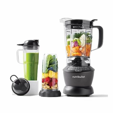 Nutribullet Hot and Cold Blender Combo Charcoal Grey - Includes Powerful 1200W Base, 3 Cups in Varying Sizes, 2 Flip Top Lids for On The Go & 1.8