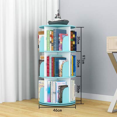 YQ WHJB Books,Home Office Deco,Records,Rotating Bookshelf,Multifunctional Floor-standing Bookcases Storage Rack For Cds Blue 46x46x97cm(18x18x38i