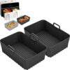 2 Pcs Silicone Air Fryer Liner for Ninja AF400UK AF300UK, Air Fryer Accessories for Ninja Dual Air Fryer 9.5L, Reusable Airfryer Liners for Tower