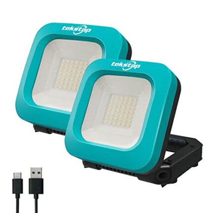 tekstap USB Rechargeable Work Light, Portable Magnetic Handy Bright COB Outdoor Floodlight, 10W Battery Powered Operated LED Worklight for Home/C