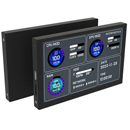 WOWNOVA 5" Computer Temp Monitor (Dynamic Theme Supported), Pc Temperature Display, PC Sensor Panel for PC ARGB Computer Case, IPS Type-C USB Min