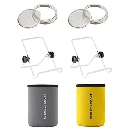 VOLCANOES CLUB Seed Sprouting Jar Germination Kit Accessories - Blackout Sleeves/Jar Stands/Sprout Lids for Wide Mouth Mason Jar - for Growing Br