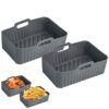 2Pcs Silicone Air Fryer Liners, Rectangle Reusable Air Fryer Silicone Pots, Air Fryer Accessories, Easy to Clean Air Fryer Baking Tray Oven Acces