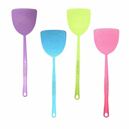 hombrima Fly Swatter, 4 Pack Strong Flexible Manual Swat Set Pest Control Flyswatter, 4 Colors Assorted (Multi-4Pack)