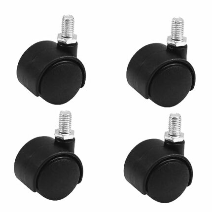 Heyiarbeit Swivel Casters 1 Inch 360 Degree M8 x 13mm Threaded Furniture Caster Wheels Black 4 Pack