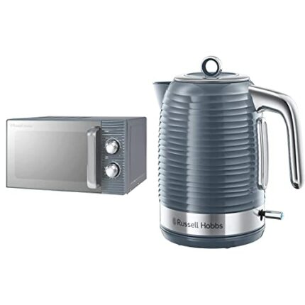 Russell Hobbs RHM1731G Inspire 17L 700w Grey Solo Manual Microwave with 5 Power Levels & 24363 Inspire Electric Kettle, 1.7 Litre Cordless Hot Wa
