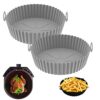 2Pcs Air Fryer Silicone Liners Reusable Air Fryer Silicone Pot Heat Resistant Round Silicone Baking Pan/Basket Air Fryer Accessories Paper Liners