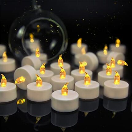 VETOUR 24pcs Tea Lights Candles:Realistic LED Flameless Flickering Operated Tea Lights Steady Battery Tealights Electric Fake Candles Decoration