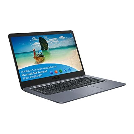 ASUS VivoBook with Microsoft Office 365 - E406NA 14 Inch HD Laptop (Intel Celeron N3350, 4GB RAM, 64GB eMMC, Windows 10 Home) Includes 1 Year Mic