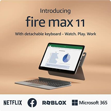 Introducing Amazon Fire Max 11 tablet and Keyboard Case bundle, power, fun and productivity, octa-core processor, 4 GB RAM, 14-hr battery life, 6