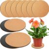 10 Pieces Cork Plant Plastic Mat Round Absorbent Cork Mat Round Plate Pad Table Plant Cork Board Pads for Gardening Indoor Outdoor Pots DIY Craft