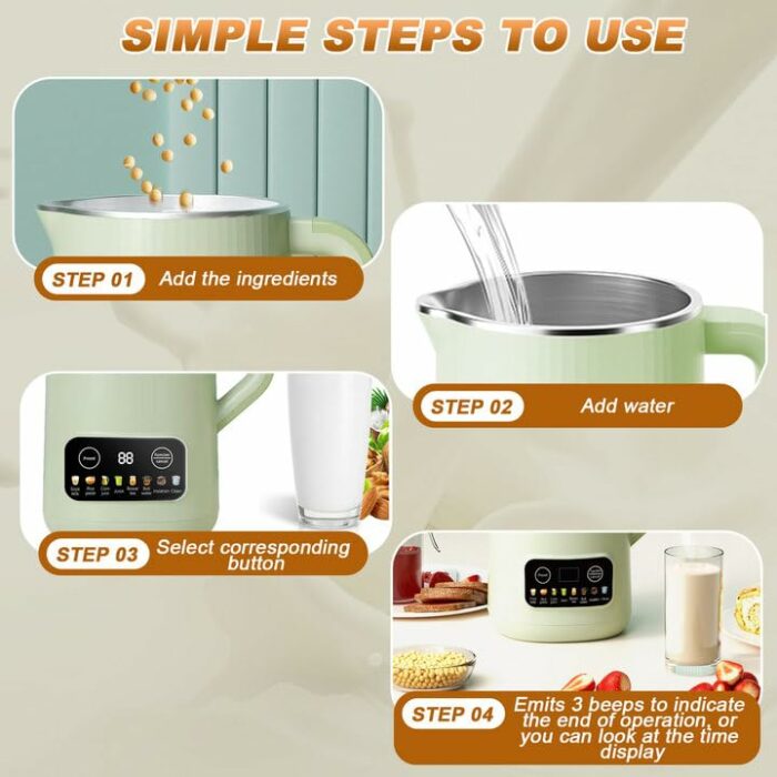 Machine Automatic Nut Milk Maker,Digital Soup Maker,20 Oz Nut Milk Maker Machine Homemade Almond Oat Coconut Soy Plant Based Milks Beverages with
