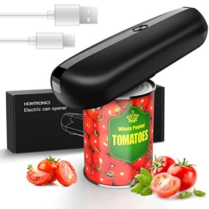 Homtronics Electric Can Opener, [Built-in Rechargeable Battery] One Touch Automatic Tin Opener, Hands-Free Tin Openers for Arthritis Hands Elderl