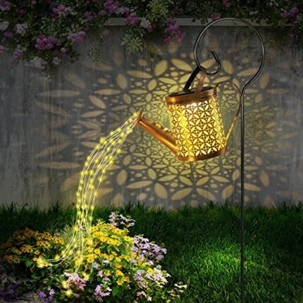 Lysliv Solar Watering Can Light Garden Ornaments Lights LED Waterproof Solar Watering Can with Cascading Lights Gardening Lamps Garden Atmosphere