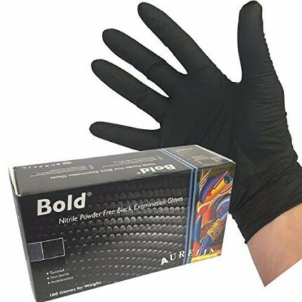 2 X (100 Gloves) Heavy Duty Black Nitrile Disposable Gloves AQL 1.5 - Tattooist Tattoo Mechanic (Size Large)