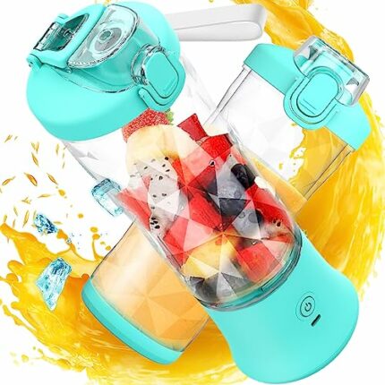 Portable Blender, 20OZ Personal Blender for Shakes and Smoothies with 6 Blades, Small Fresh Juicer & Rechargeable Blender Cup，Mini Blender for Tr