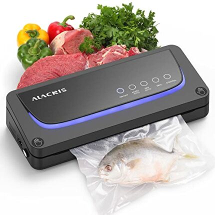 ALACRIS Vacuum Sealer Machine, Full Automatic Vacuum Food Sealer with Starter Kit, Built-in Cutter & Roll Bag Storage, 8-in-1 Vacuum Packer for D