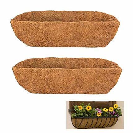 HH-LIFE 2 pcs Pre-formed Molded Coco Liners 24 inch (60cm) Wall Trough Coco Liner Window Box Liner For Wall Mounted Planters/Window Flower Basket