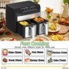 TUOKE Double Air Fryer, 9L With 2 x 4.5L Independent Baskets, Dual Zone Air Fryer, Family Size Healthy Oil-free Air Fryer Oven, with Cookbook & 1