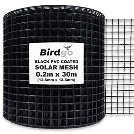 Birdgo 30m Black PVC Coated Solar Proofing Bird Mesh - Prevention Control Barrier to Stop Pigeons Nesting Under Roof Solar Panels