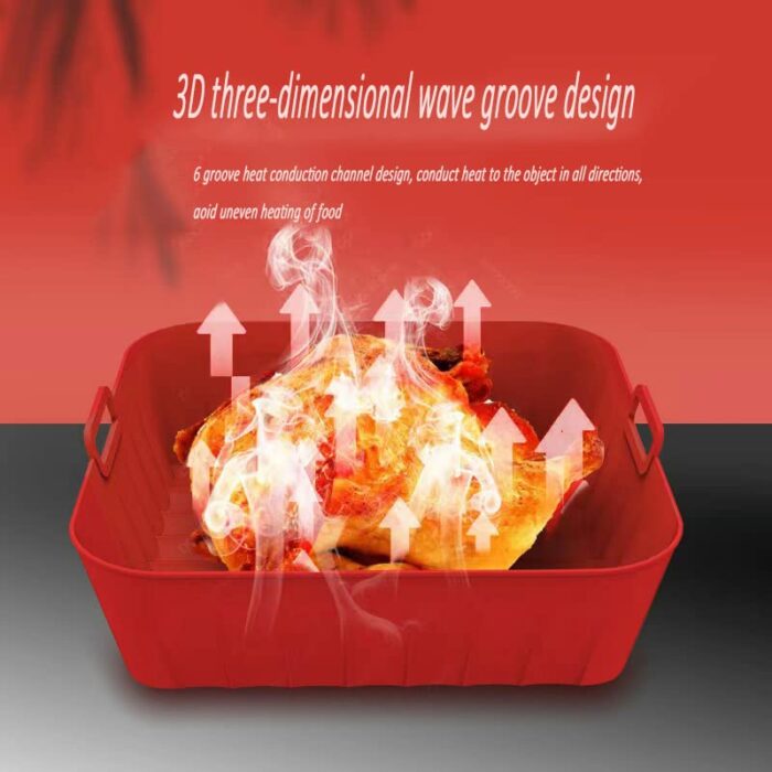 Large 8.2 Inch 2 Pack Air Fryer Silicone Liners Pot Square, Basket Air Fryer Silicone Baking Tray Bowl Filter, Apply to 3.8-6.5 QT Airfryer, Reus