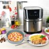2Pcs Grey Air Fryer Silicone Liner 7.1" Round Air Fryer Liners Reusable Air Fryer Pot Food Tray Heat Resistant Kitchen Oven Pan with Handle Air F