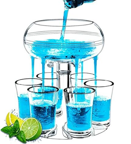 MEETOZ Acrylic 6 Shot Glasses Dispenser,Wine Glass Drink Dispenser,Liquid Separator Holding for Drinks Cocktail Beer Dispenser for Bars Parties D