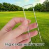 XCDMJ Garden Pegs Stakes Staples Securing Lawn U Shaped Nail Pins Ideal 50 Weed Control Membrane Pegs + 50 Buffer Washer,Heavy Duty Garden Pegs M