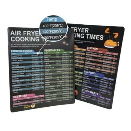 CUTIECLUB 2 Pieces Air Fryer Cook Times Sheet, Air Fryer Accessories Magnetic Temperature Quick Reference Guide, Air Fryer Cooking Chart Kitchen