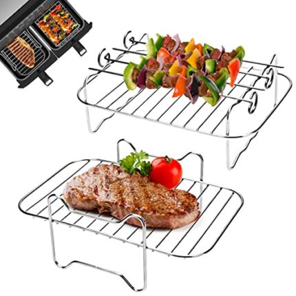 2Pcs Air Fryer Rack for Ninja Dual Zone Air Fryer, 304 Stainless Steel Multi-Layer Rack, Air Fryer Accessories Dehydrator Rack Compatible with Ni