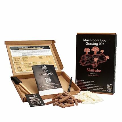 Urban Farm It - Grow Your Own Mushroom Kit with Living Spawn Voucher, Shiitake with Rich and Earthy Taste, Ideal for Asian Food Lovers, Gardening