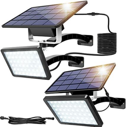 JACKYLED Solar Security Lights Motion Sensor 1000 Lumen Solar Flood Light with 5500mAH Battery Outdoor Wall Light Dusk to Dawn Lighting IP65 Wate