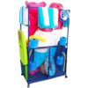 Essentially Yours Pool Equipment Holder with Towel Drying Bars, Mesh Rolling Pool Storage Organizer Bin, Extra Large with Towel Hanger, (34.5" W