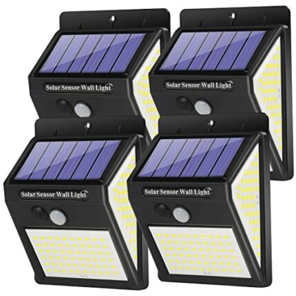Upgraded Solar Lights Outdoor, 140 LEDs Solar Motion Sensor Light, 3 Lighting Modes 270°Wide Angle IP65 Waterproof Wireless Security Wall Lights