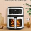 Symdral Air Fryers, 1500W Compact Fryer with 8 Presets, Max 200℃ Setting 5L Digital Oven Rapid Circulation, Display,Viewing Window,Nonstick & Dis
