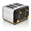 Swan Tribeca, 4 Slice Toaster, Multiple Functions & Browning Control, Glamour 20s Art Dec Design, White & Rose Gold, ST42020WHTN.