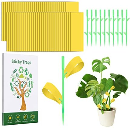 Fruit Fly Traps Indoor Plants - 50 Pcs Yellow Sticky Traps Fungus Gnat Killer for Indoor Plants, Fly Papers for Home Use, Bug Catcher Sticky for