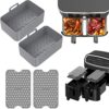 4 PCS Silicone Pot Set for Ninjas Dual Air Fryer, Non Stick Air Fryer Silicone Basket, Air Fryer Rack Accessories for Air Fryer, Oven, Microwave,