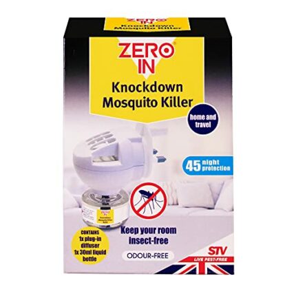 Zero In ZER740 Knockdown Plug-In Mosquito Killer. Plug-In Insect Killer. For Home & Travel. Lasts for up to 45 Nights, White, 6.5x16.4x20.2 cm