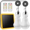 2 Pack Solar Powered Led Shed Light Bulb, TechKen Portable Lantern Lamp with Panel for Indoor Outdoor Kitchen Garden Patio Yard Hiking Camping Te