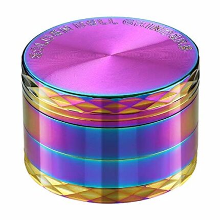 Golden Bell 2 inch Grinder 4 Layer Spice Grinder Stylish Diamond Edge Lid Zinc Alloy Grinder - Rainbow Color