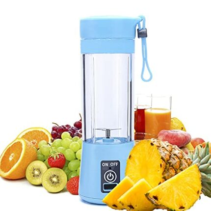 Portable Blender,Mini Blender,Smoothies Shake Juicer Cup Blue,Electric Fruit Mixer,Six Blades in 3D for Superb Mixing,13oz,380ML, USB Rechargeabl
