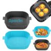 2Pcs Silicone Air Fryer Liner 6.5inch Reusable Air Fryer Silicone Basket Heat Resistant Non-Stick Air fryers Silicone Pot Square Replacement of P