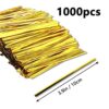 1000PCS Metallic Twist Ties Gold Twist Ties For Treat Bags Reusable Plastic Bread Twist Ties Bread Twisty-Ties For Candy Coffee Goodie Bags Snack