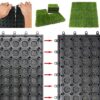 ybaymy Fake Grass, 18Pack Artificial Grass Tiles, 30x30 cm Synthetic Fake Grass Tiles Mat, 25mm Thickness Self-draining Mats Indoor Outdoor for P