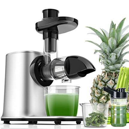 Slow Juicer Masticating Machine, Juicers for Vegetables and Fruit, Cold Press with Dual-Stage Quiet Motor & Reverse Function, Free Cup Cleaning B