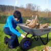 X-COTEC Wheelbarrows, Heavy Duty Garden Wheelbarrows with 2 Inner Tube, Strong Large Transport Trolley Handcart Wheel Barrow, Silver